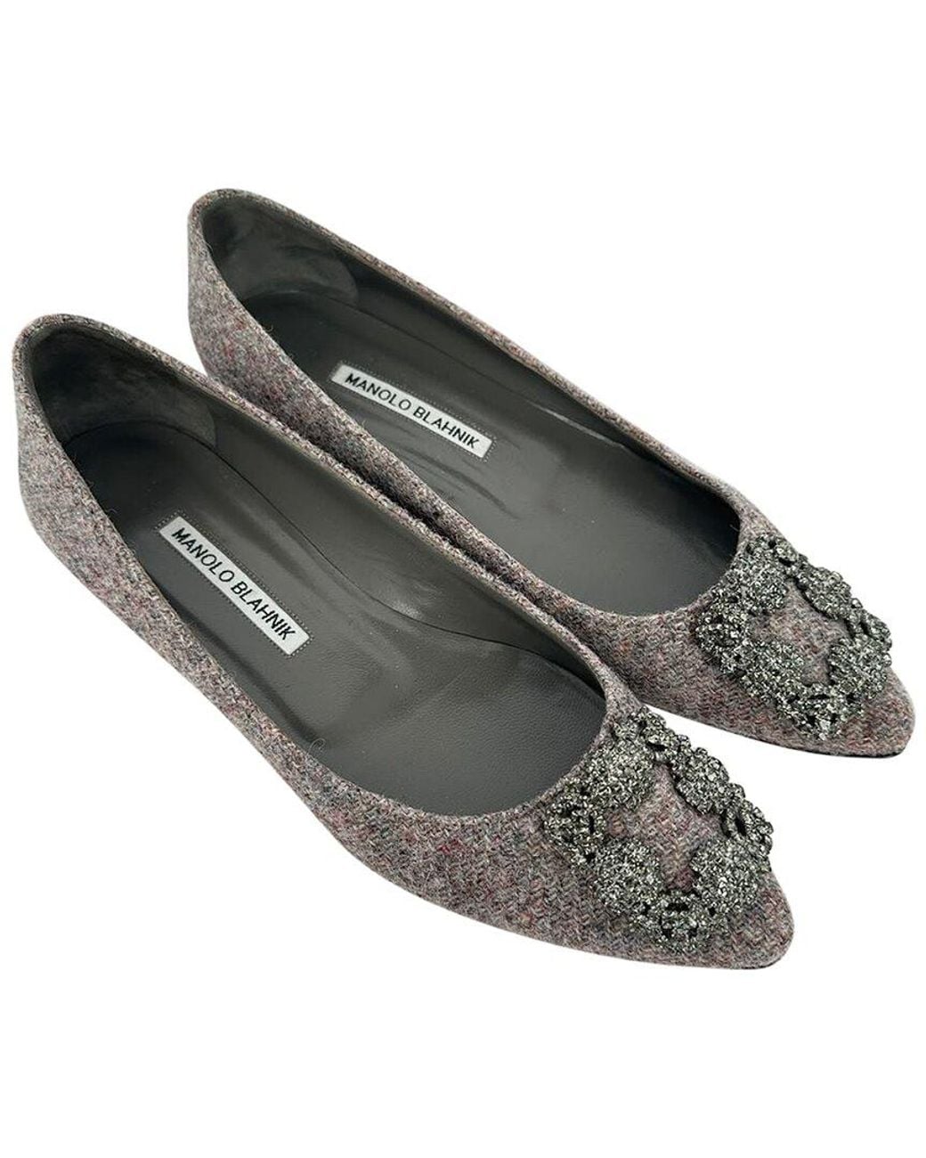Manolo Blahnik Black Tweed Hangisi Ballet Flat (Authentic Pre-Loved)