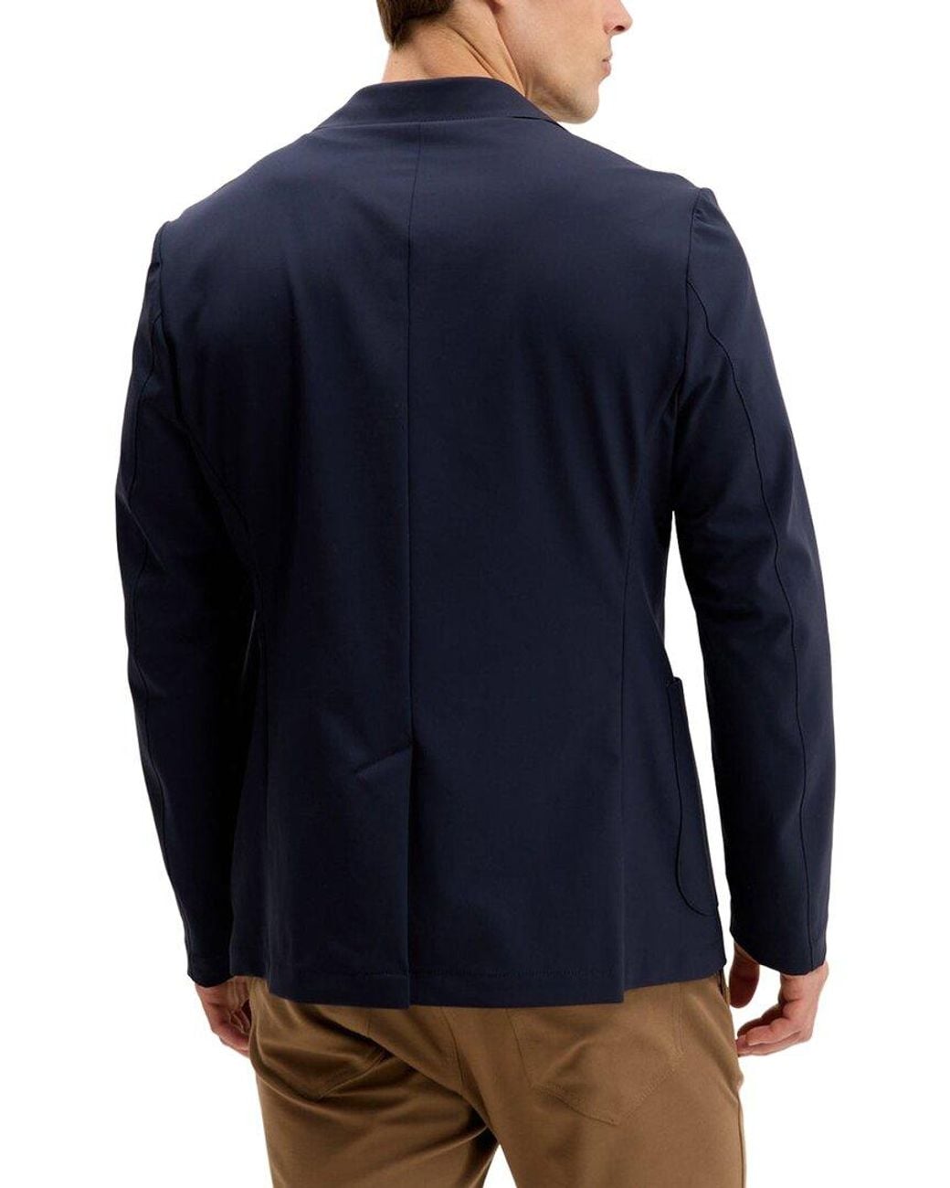 Ron Tomson Blue Wrinkle Free Tapered Travel Jacket for men