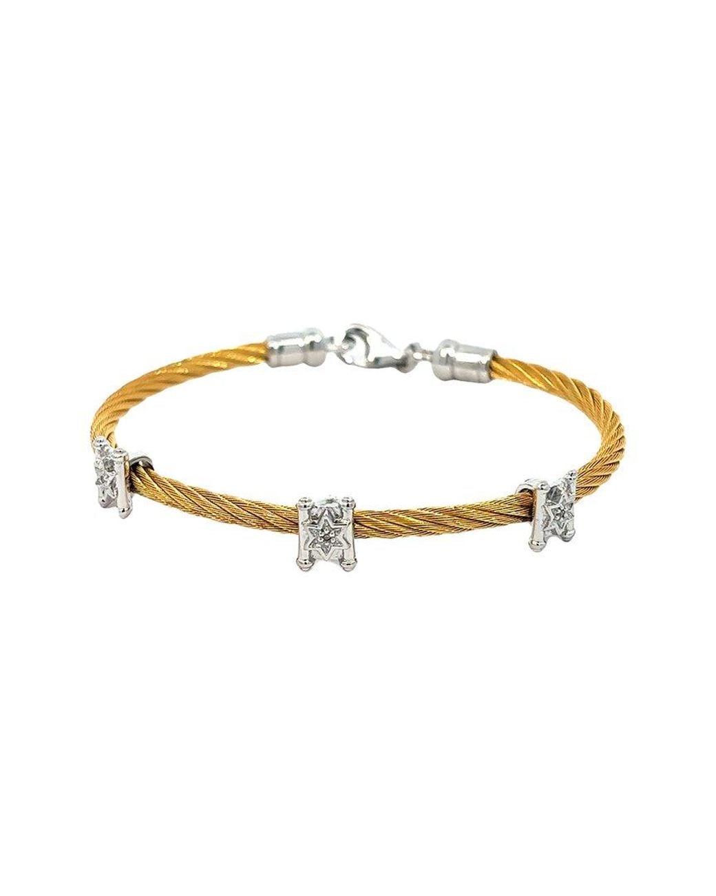 Diamond Select Cuts Metallic Stainless Steel 0.02 Ct. Tw. Diamond Bangle Bracelet