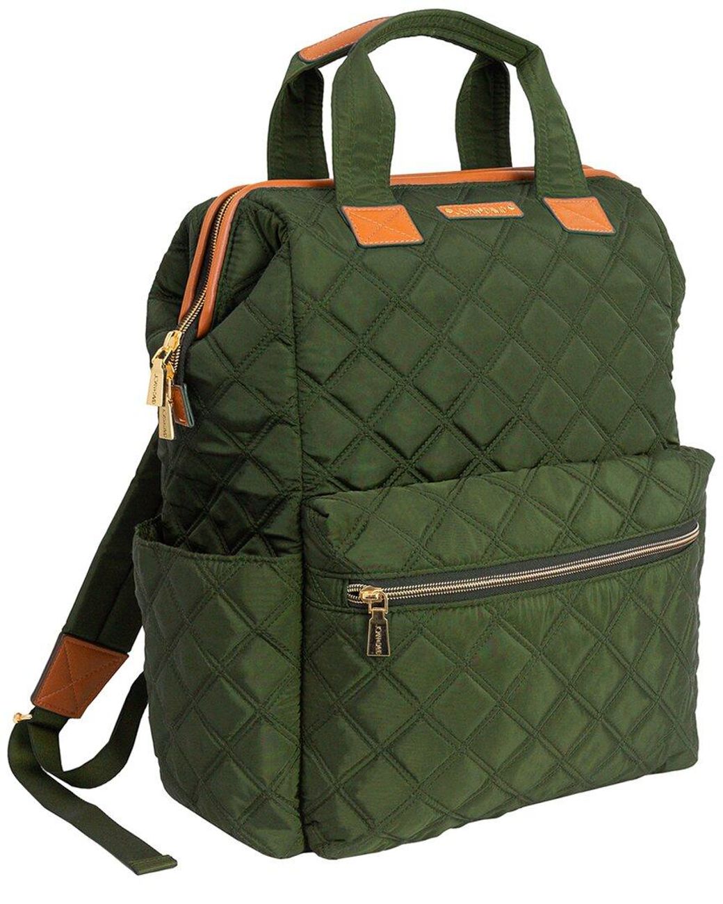 Joan & David Diamond Quilted Nylon Workbook Backpack in Green Lyst
