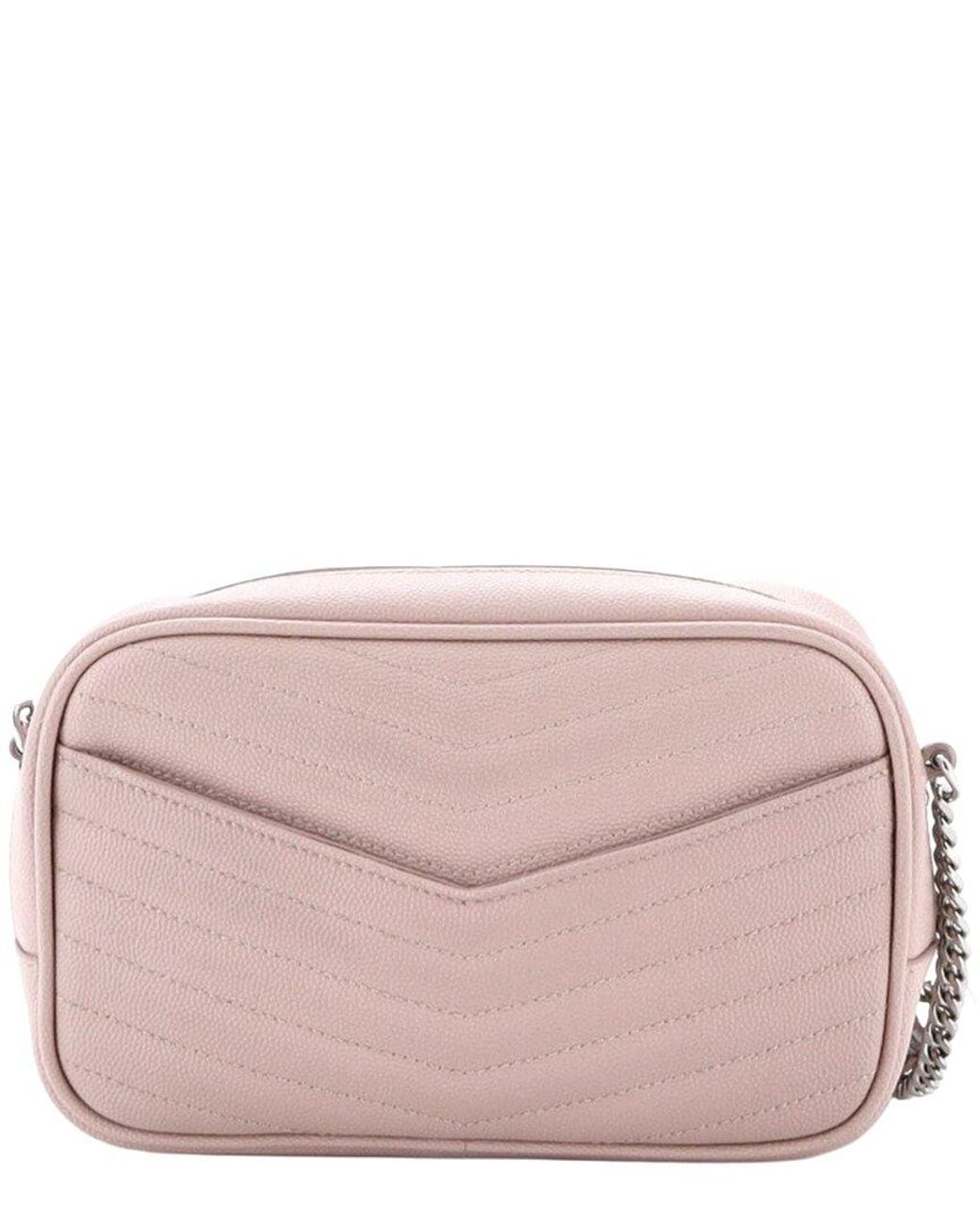 Saint Laurent Pink Matelasse Chevron Leather Lou Camera Bag Mini (Authentic Pre-Loved)