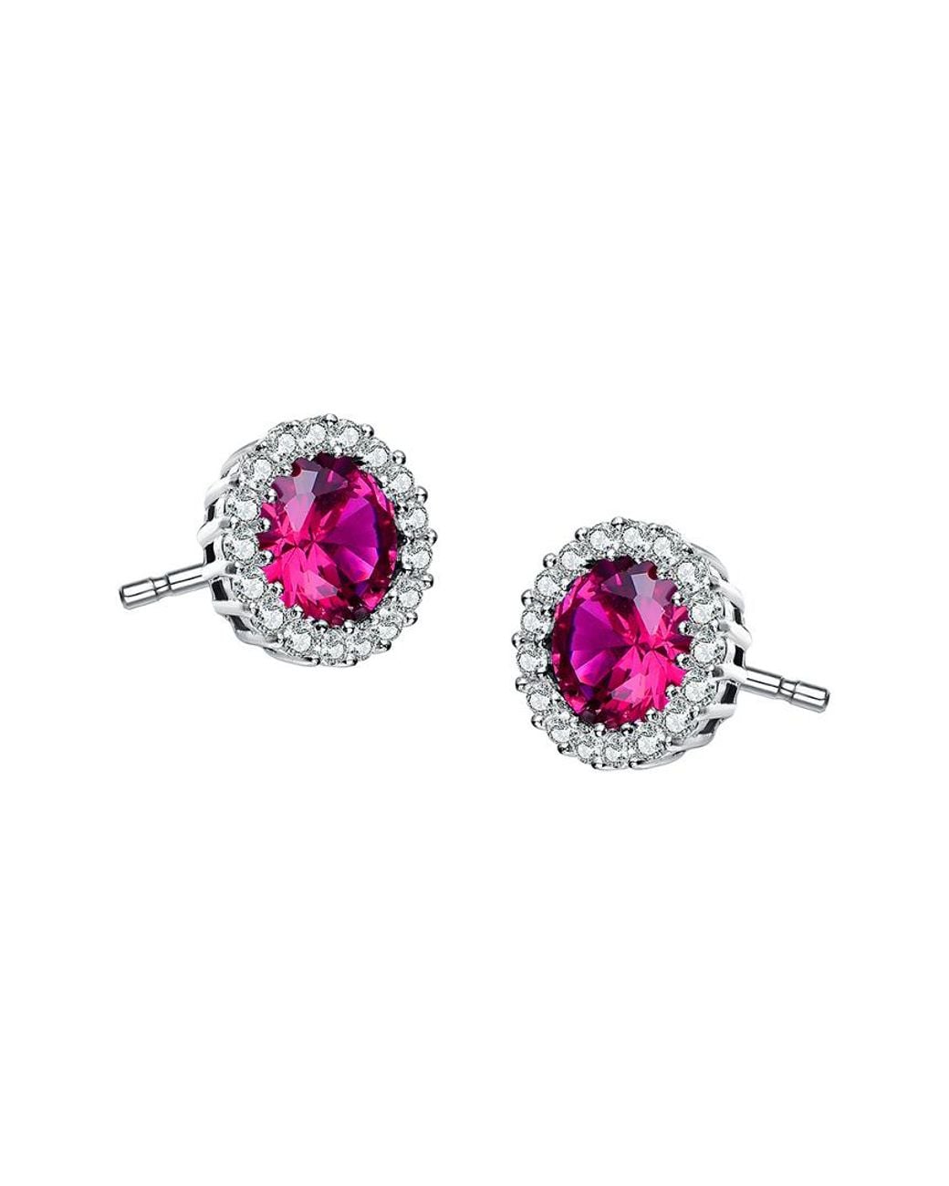 Rachel Glauber Pink Silver Cz Studs
