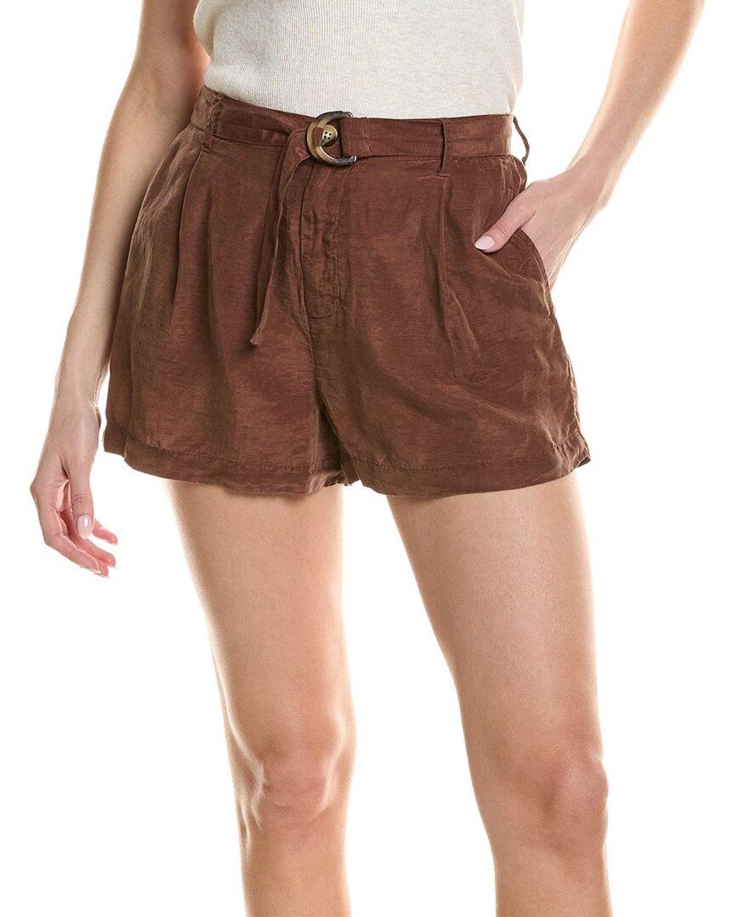Bella Dahl Brown D-Ring Sash Belt Linen-Blend Short
