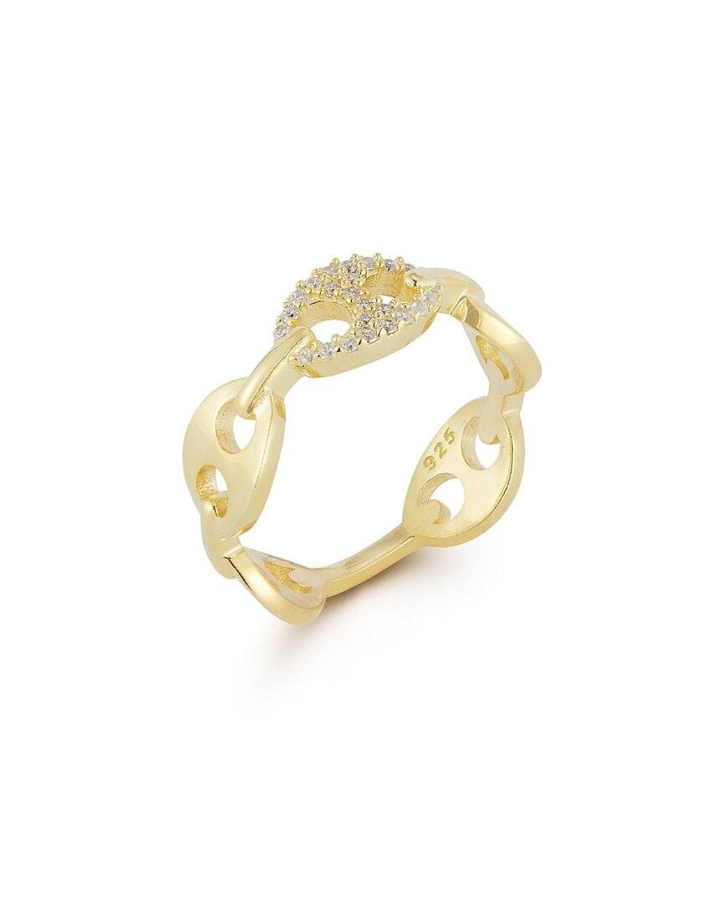 Chloe and Madison Metallic 14k Over Silver Cz Mariner Link Ring