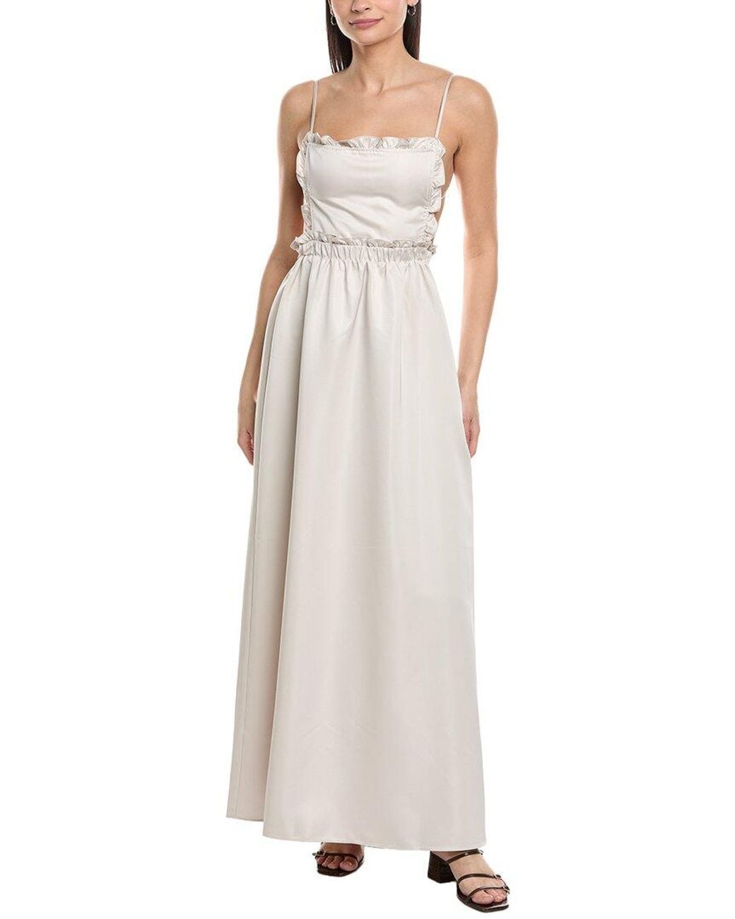 WeWoreWhat Natural Ruffle Bib Maxi Dress