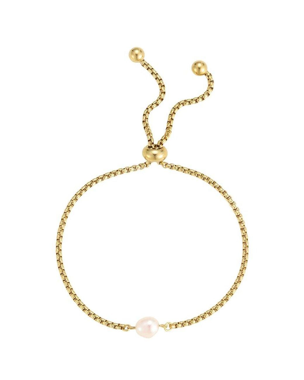 Adornia Metallic 18K Plated Stainless Steel 6-7Mm Pearl Bracelet