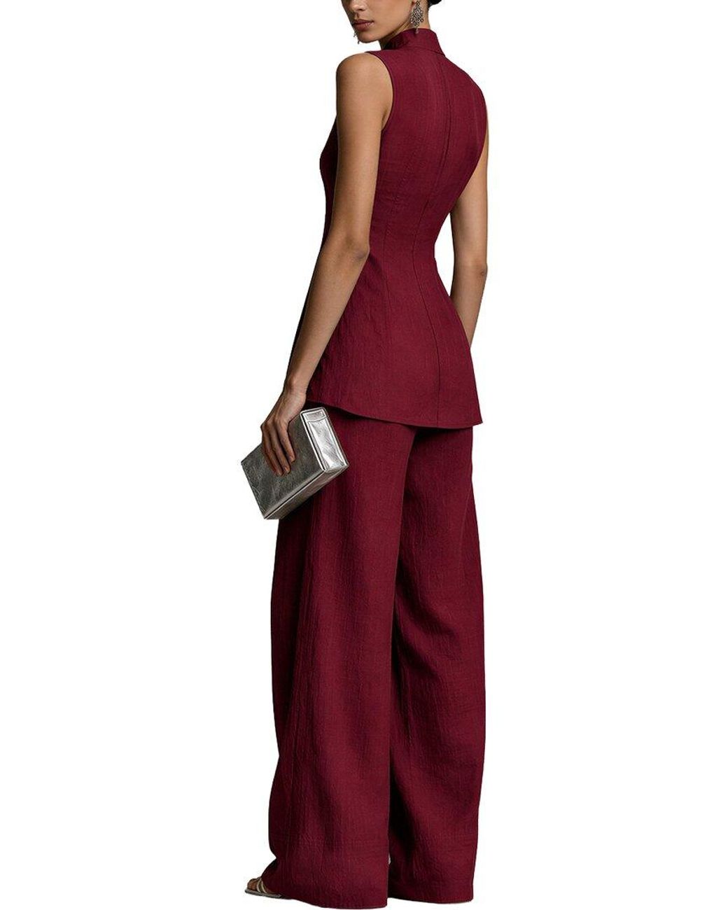 Vincent Red 2Pc Top & Pant Set