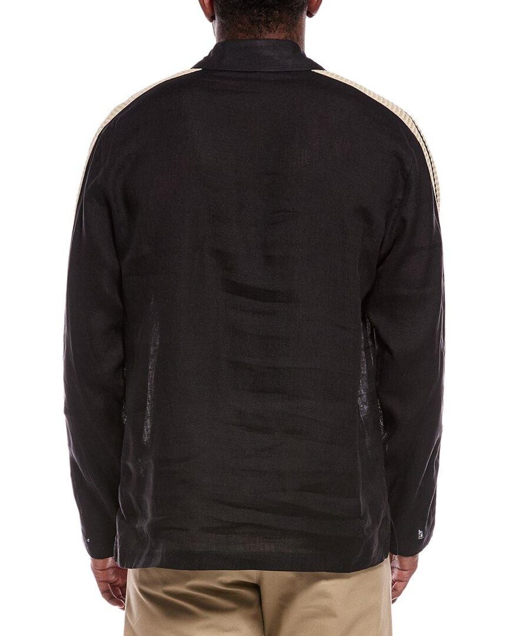 Palm Angels Black Woven Linen Shirt for men