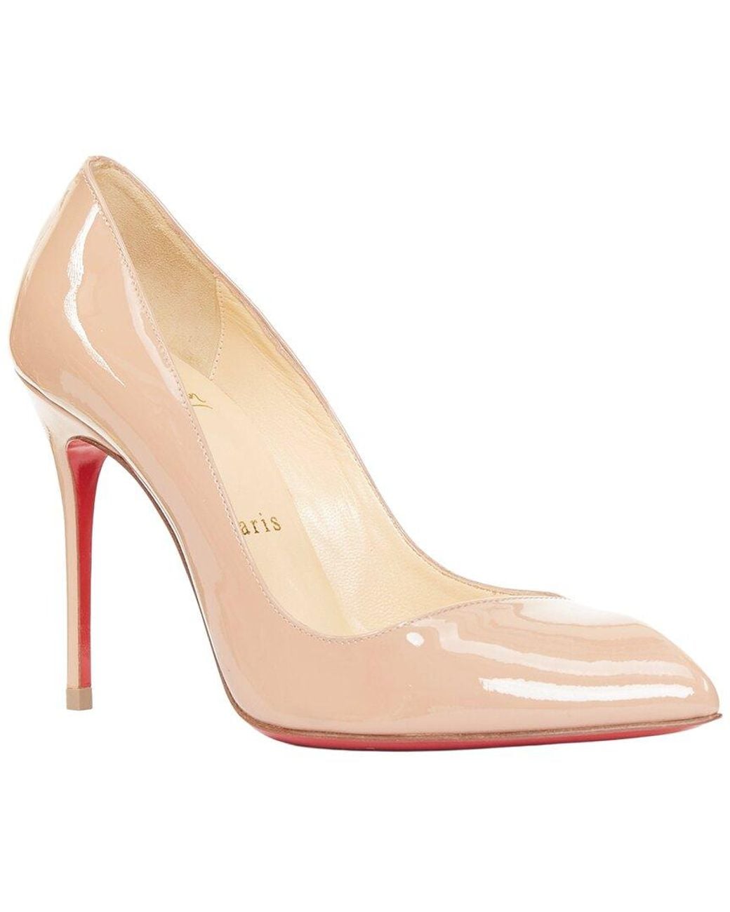 Christian Louboutin Natural Patent Leather Pigalle Point Toe Pump (Authentic Pre-Loved)
