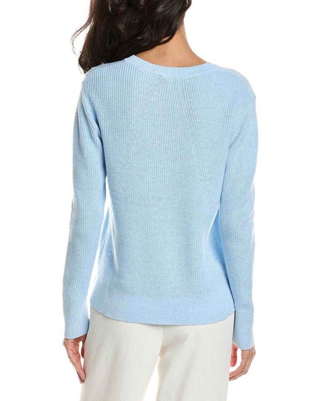 Forte Blue Lace-Up Rib Crewneck Sweater