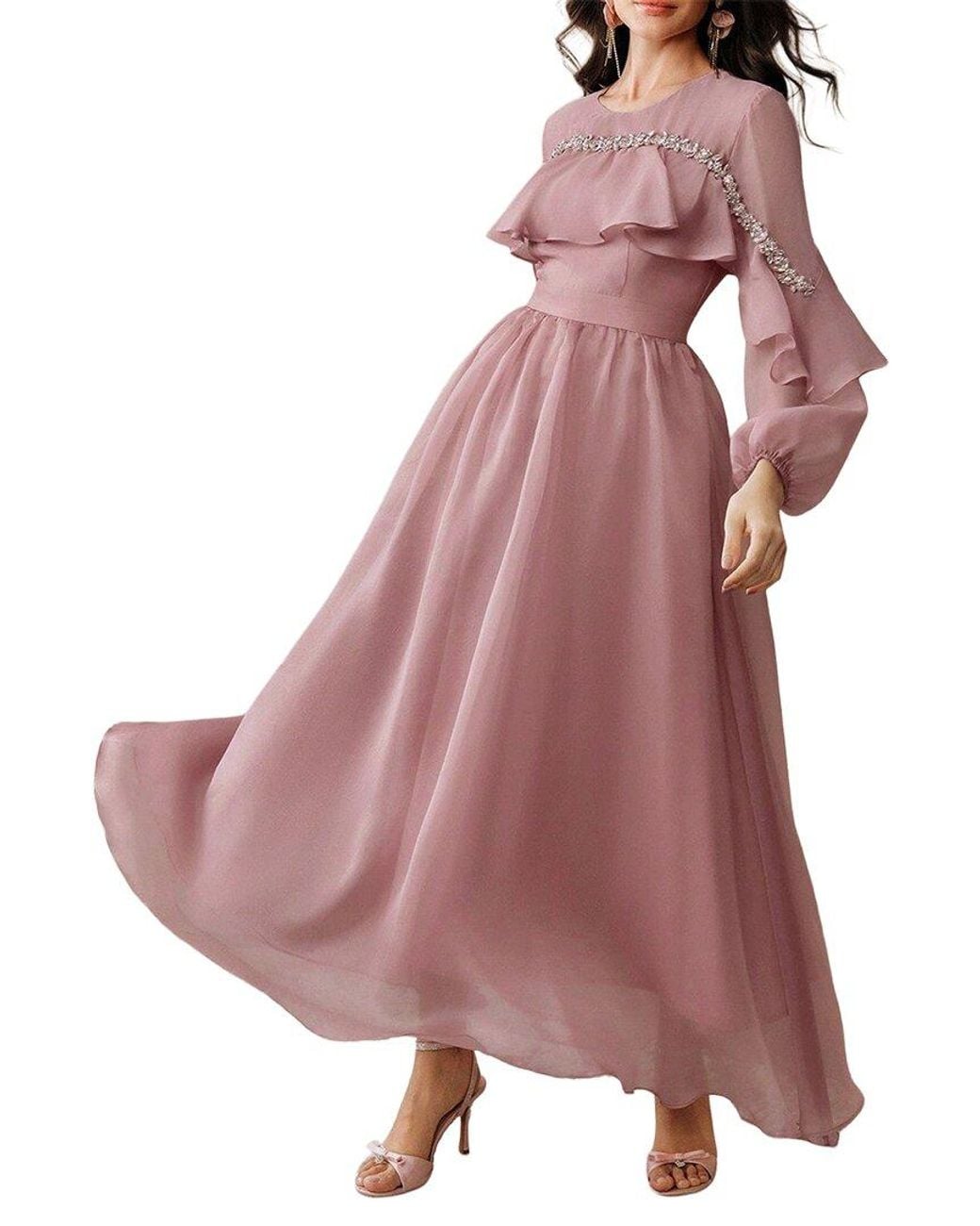 COLON DIANA Purple Solid Maxi Dress