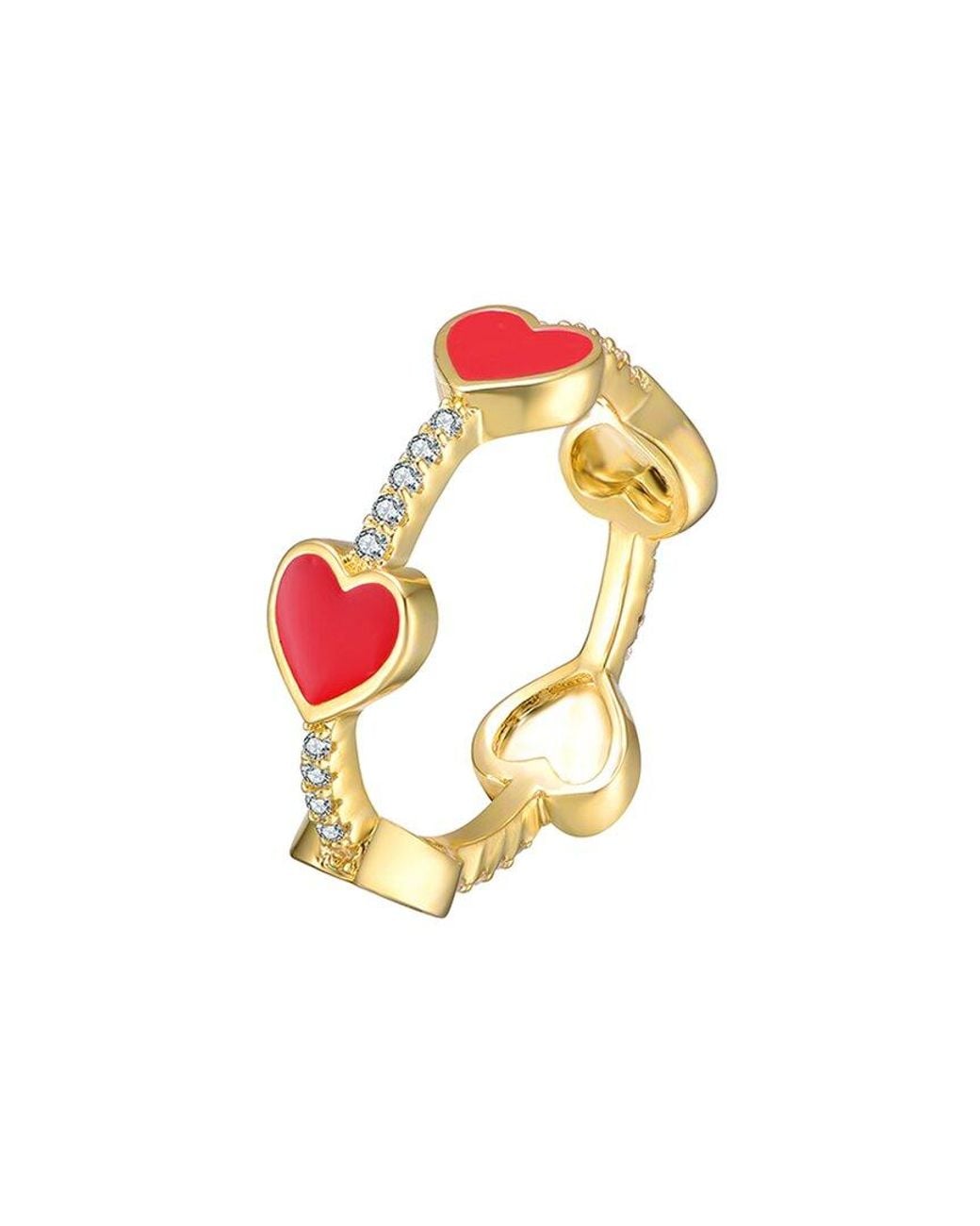 Rachel Glauber Pink 14k Plated Cz Heart Ring