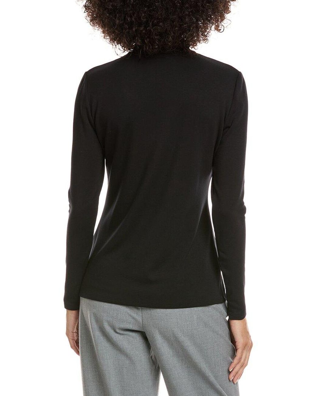 Lafayette 148 New York Black Mock Neck Top