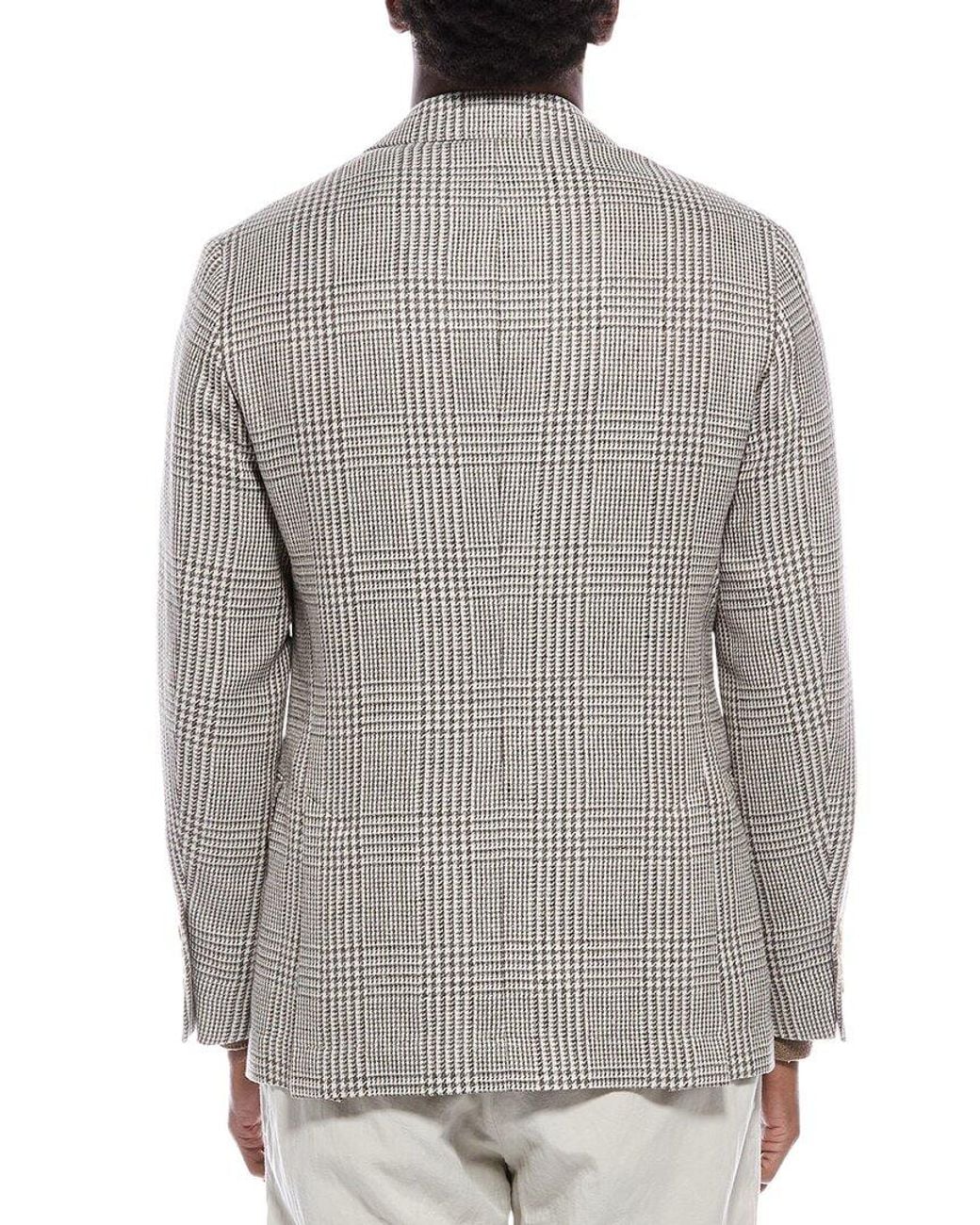 Brunello Cucinelli Gray Linen, Wool, & Silk-Blend Blazer for men