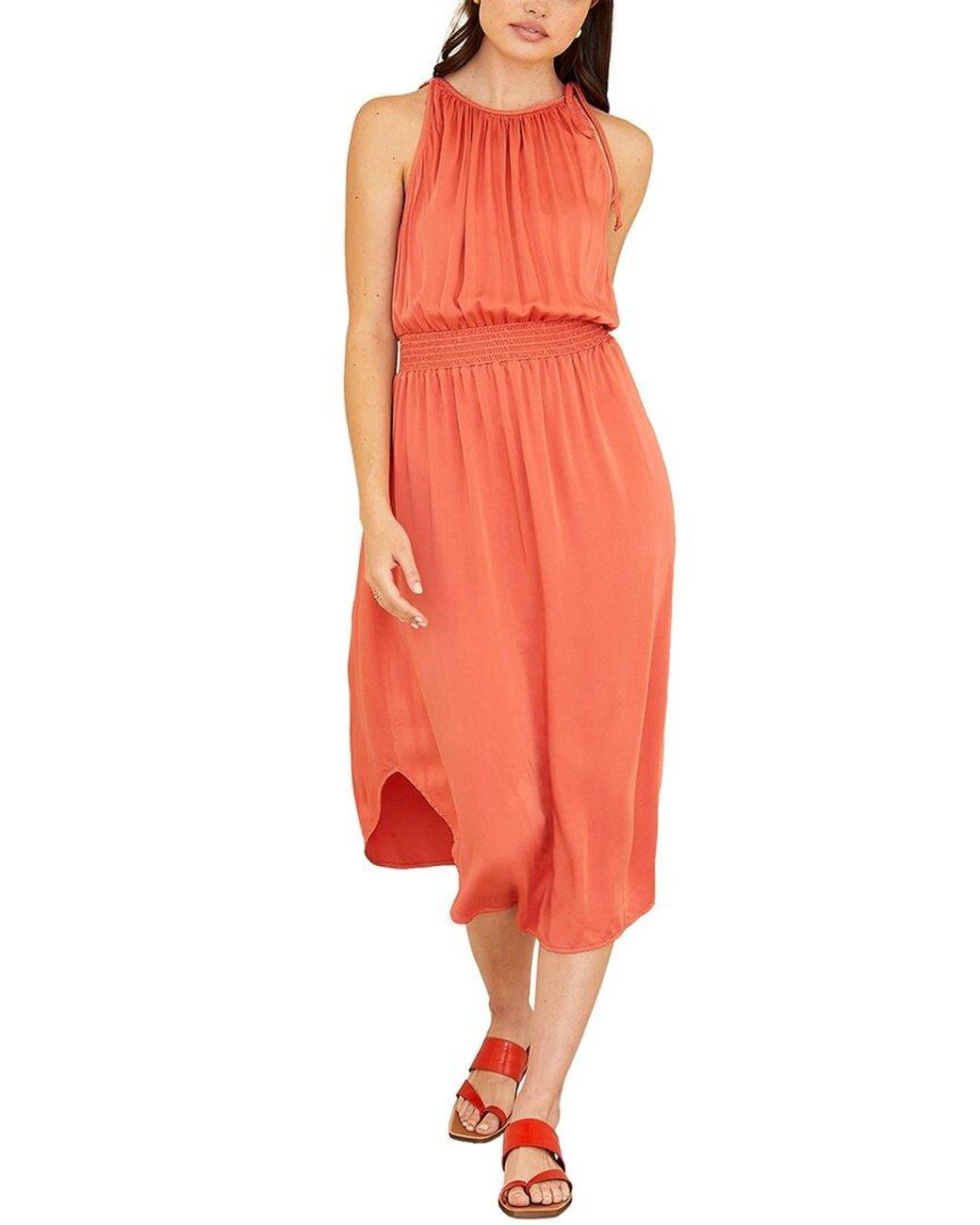 Bella Dahl Smocked Waist Midi Dress in Red Lyst