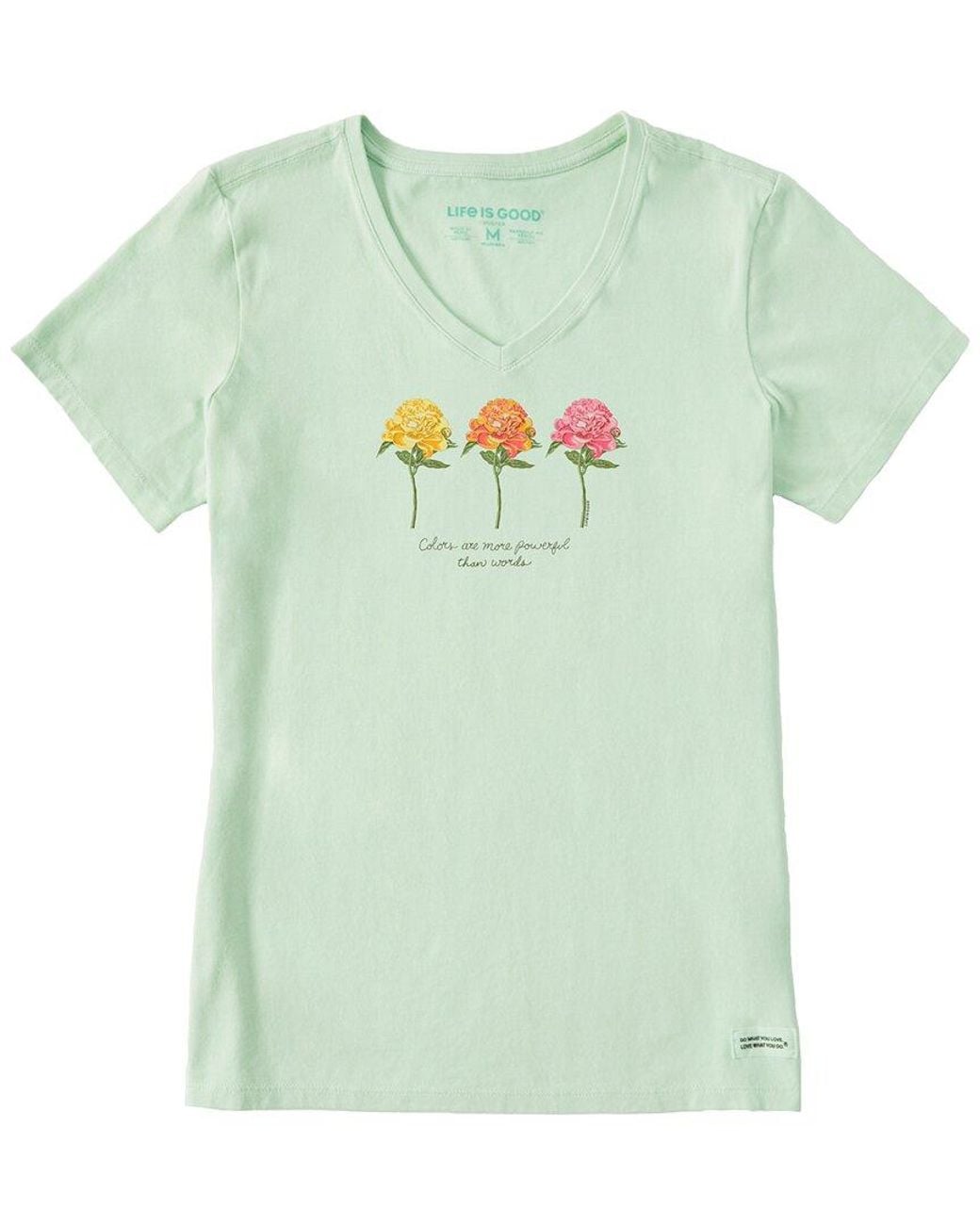 Life Is Good. Green Crusher V-Neck T-Shirt