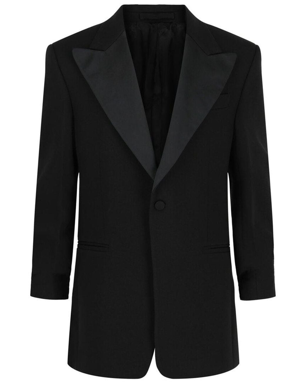 Ferragamo Black Silk Peaked Lapel Blazer for men