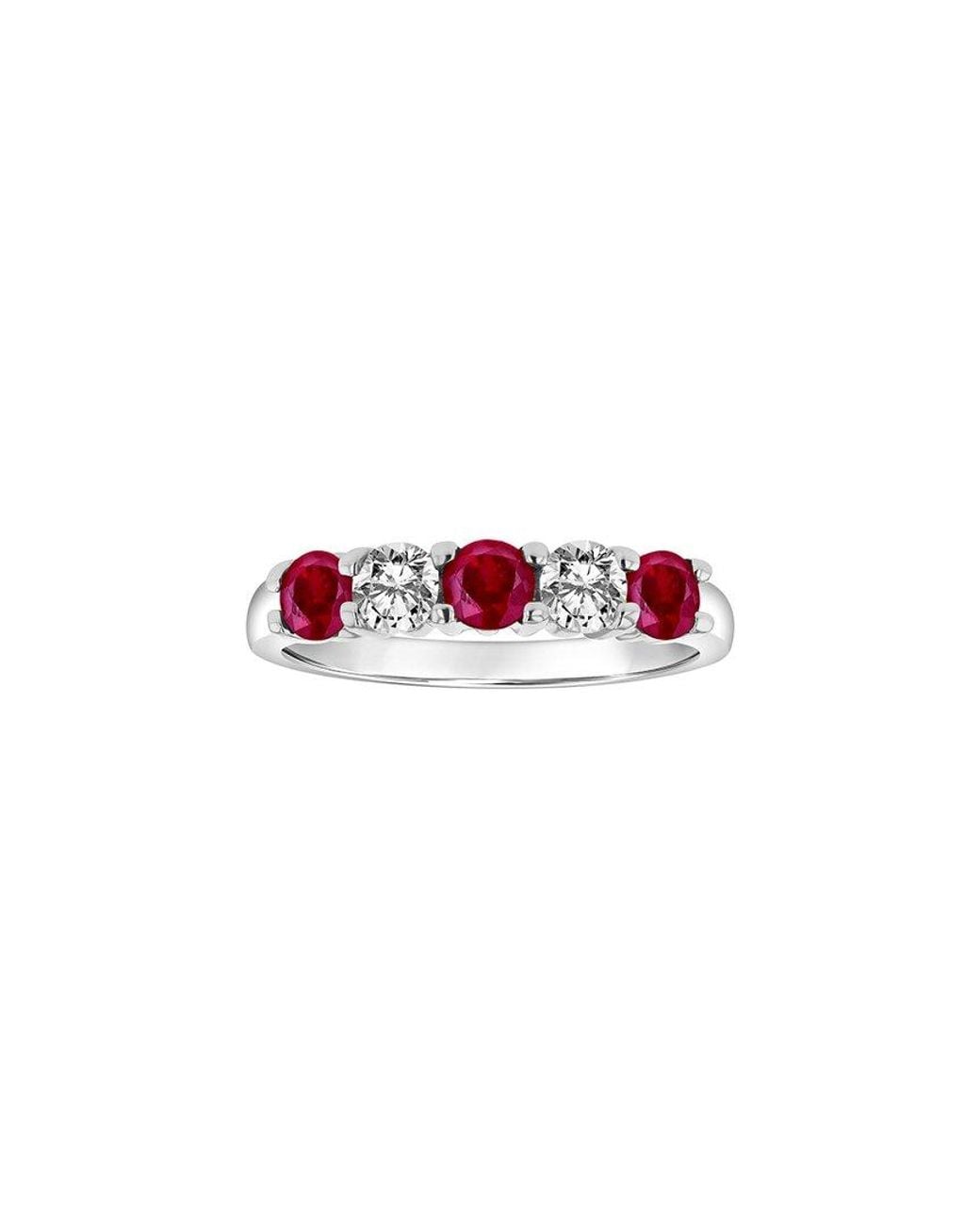 Diana M White Fine Jewelry 14k 1.26 Ct. Tw. Diamond & Ruby Ring Set