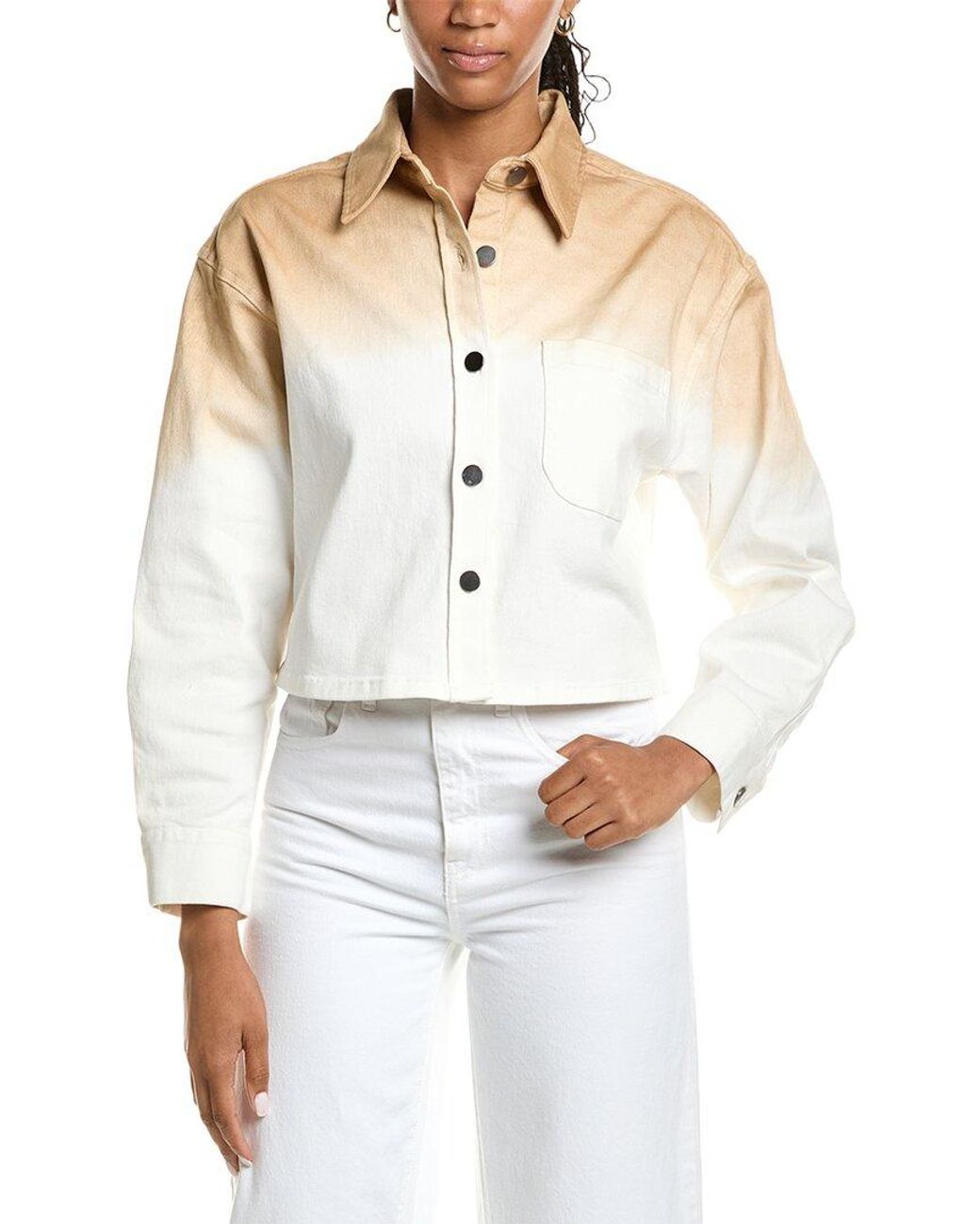 Kenneth Cole White Oversized Cropped Shacket