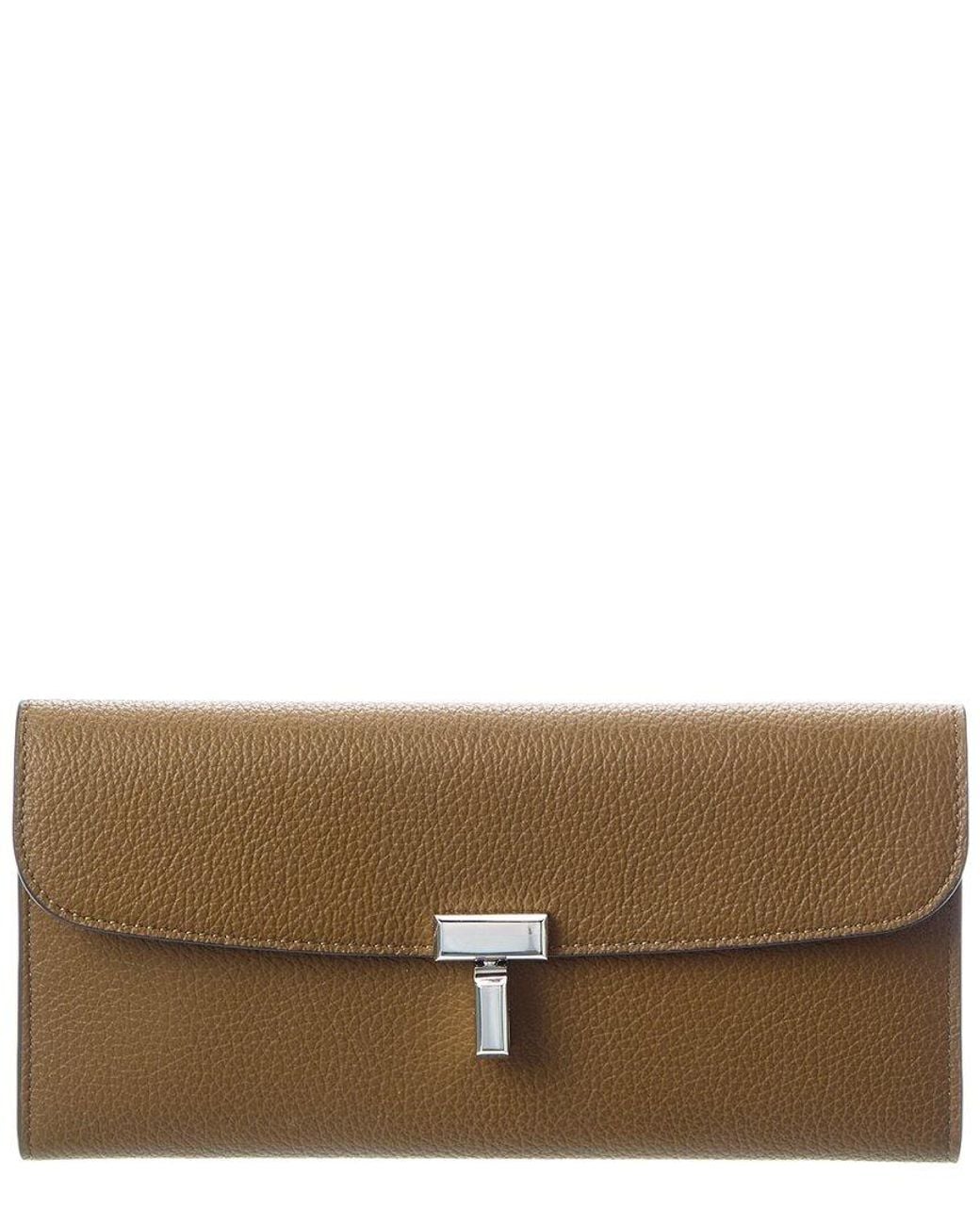 Totême Brown T-Lock Leather Continental Wallet