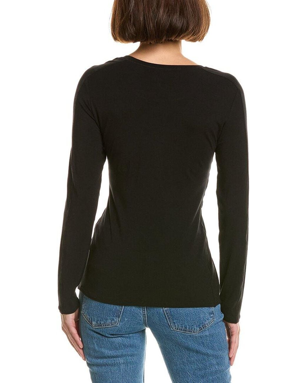 InCashmere Black Fine Knit Crewneck T-Shirt