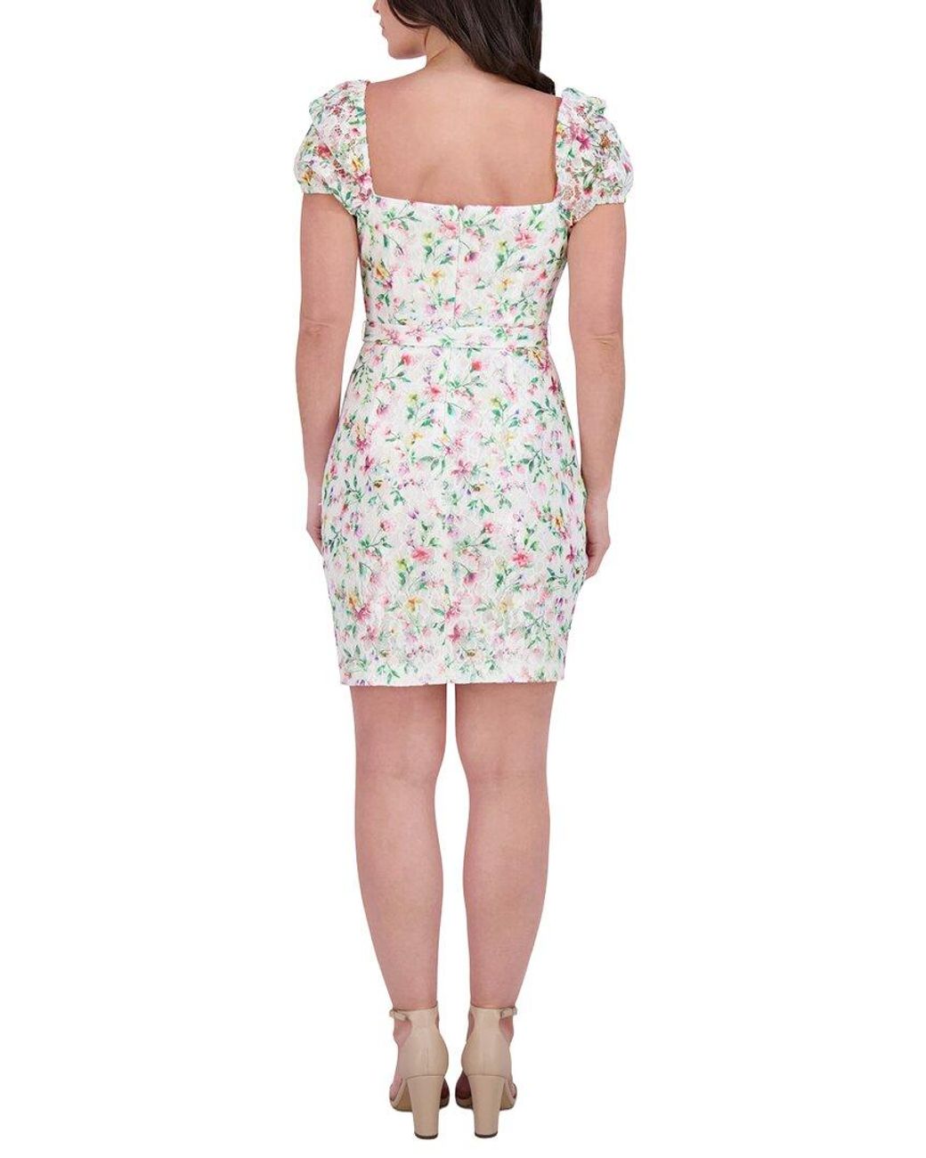 Kensie White Printed Lace Mini Dress