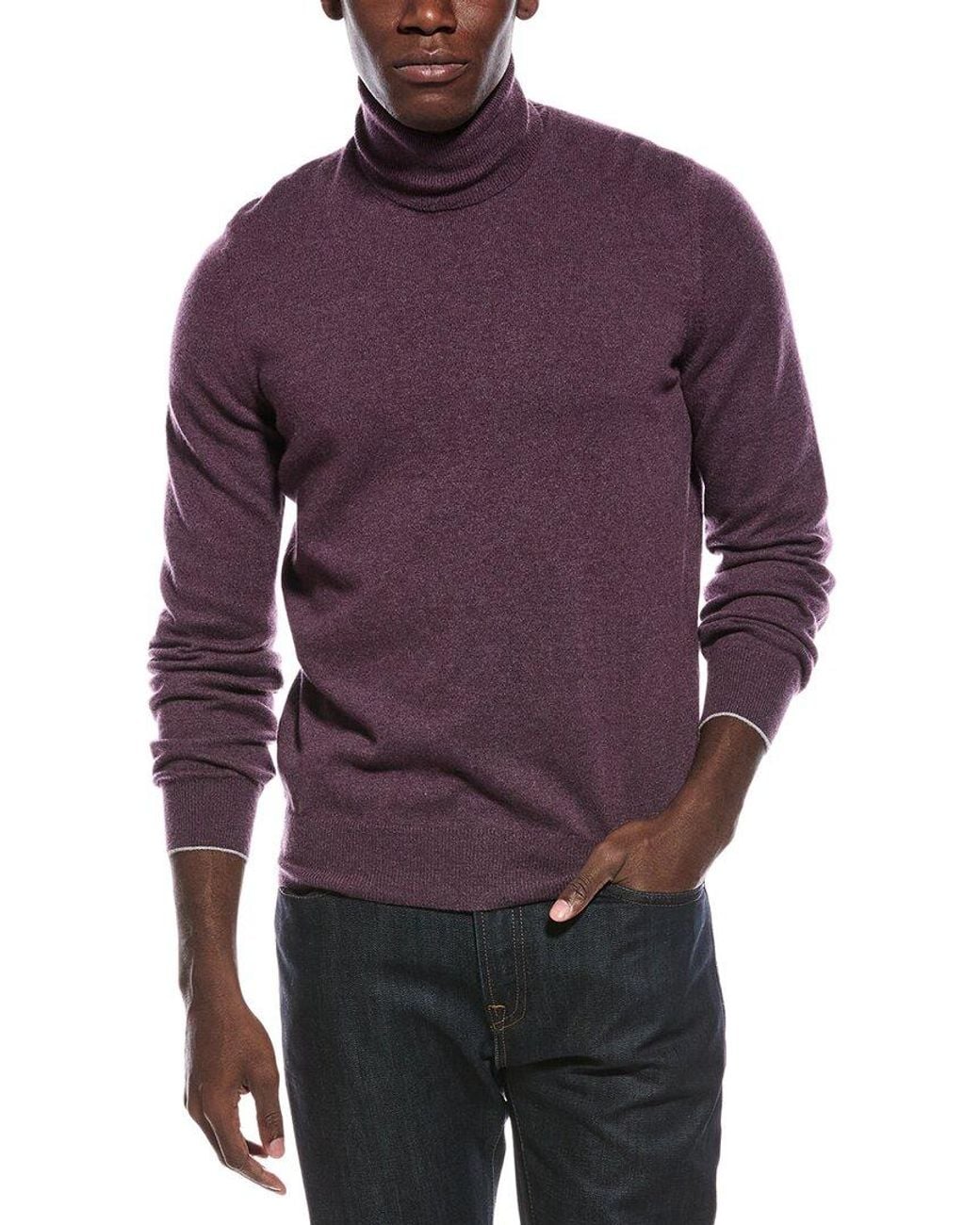 Brunello Cucinelli Purple 100% Cashmere Turtleneck Sweater for men
