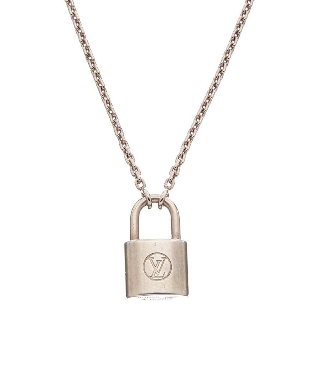 Louis Vuitton Silver-tone Lock It Pendant Necklace in Metallic