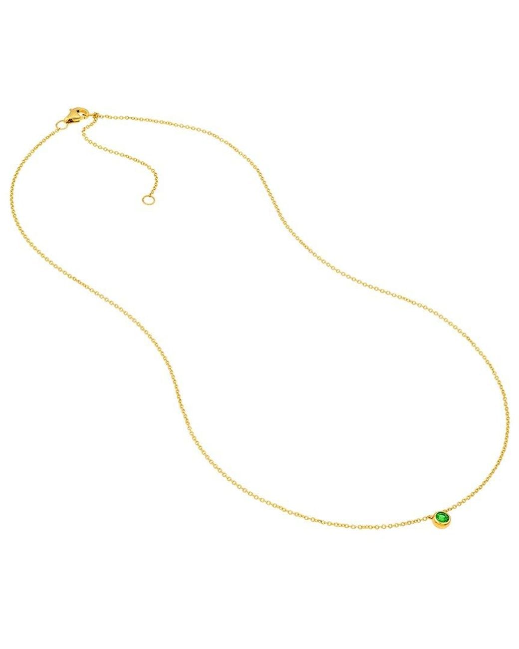 HAWLEY ST Metallic 14K 0.13 Ct. Tw. Tsavorite Bezel Necklace