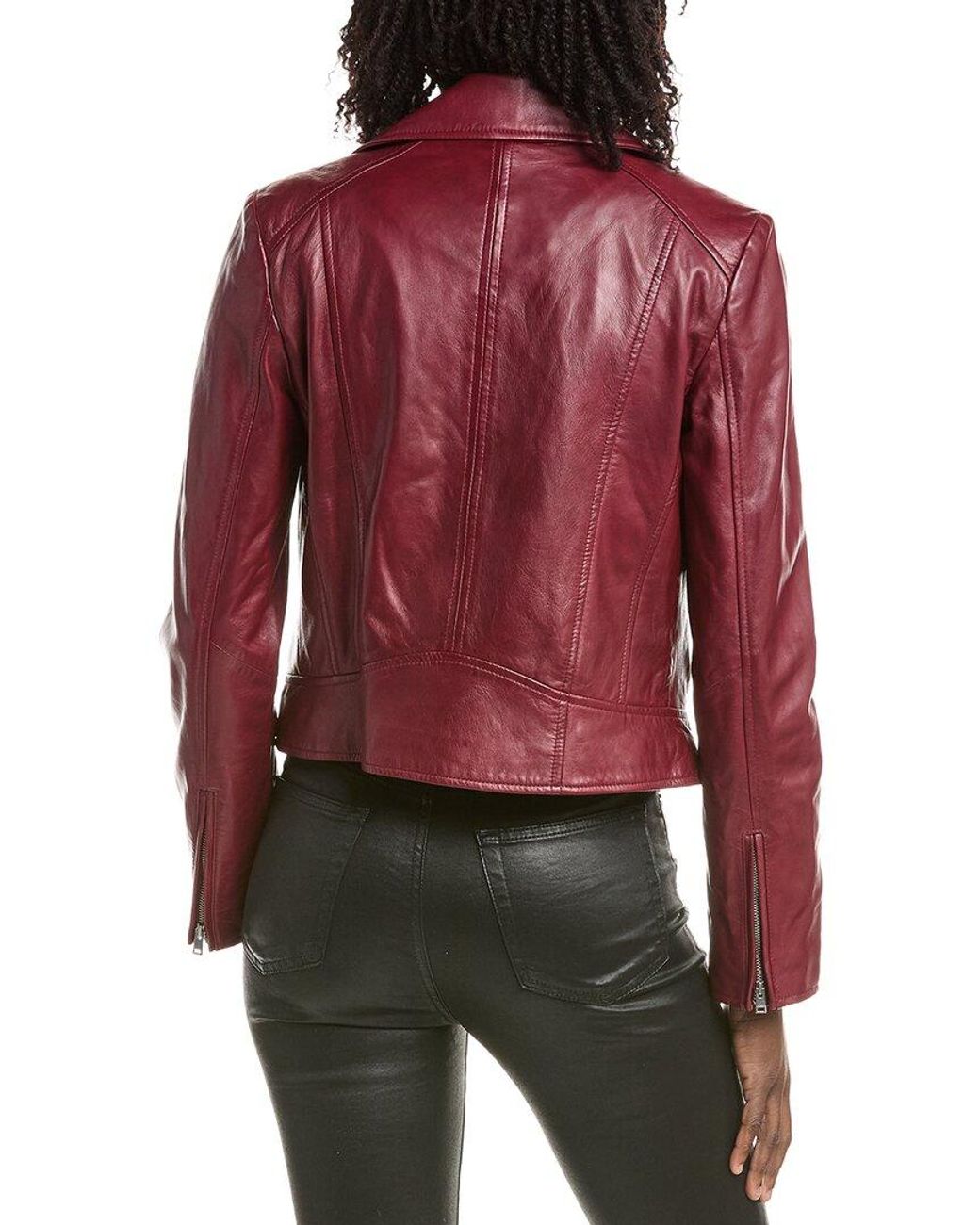 Lamarque Red Leather Biker Jacket
