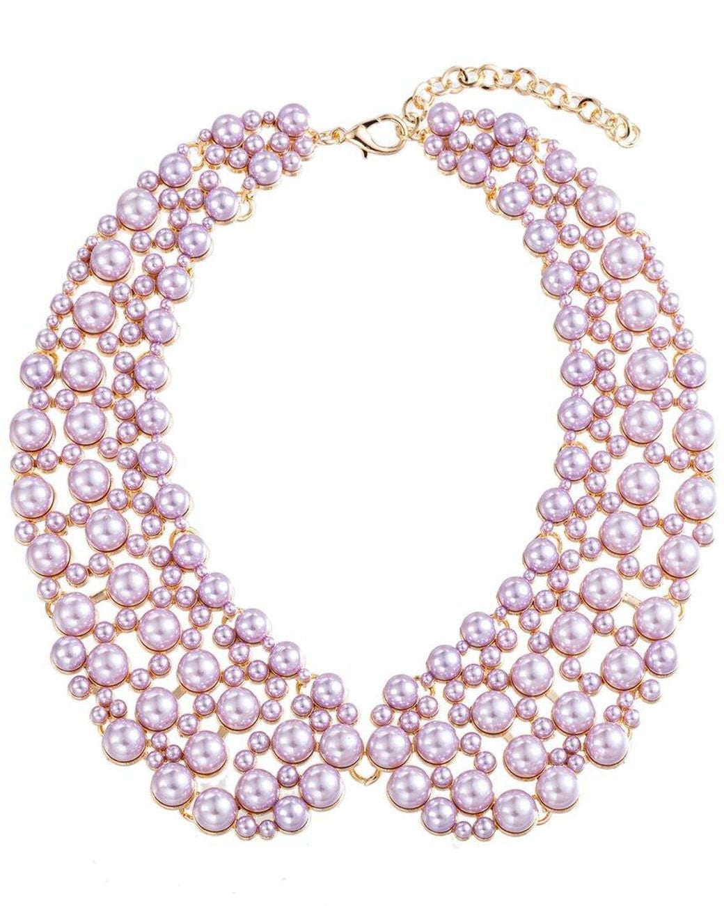 Eye Candy LA Pink Diana Glass Pearl Collar Necklace