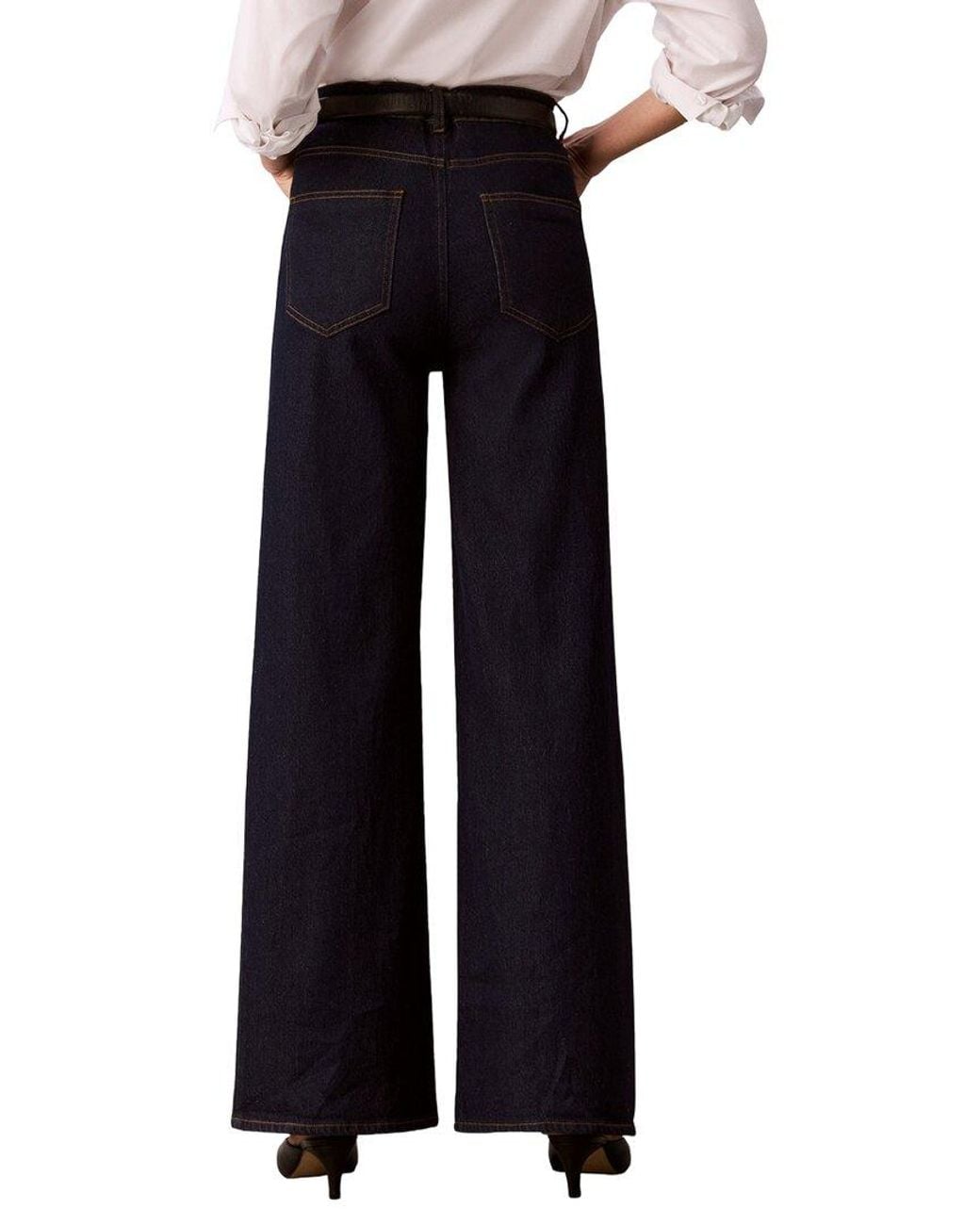 Calvin Klein Blue High Rise Wide Flare Legacy Denim Pant