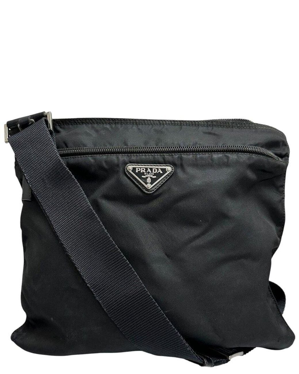 Prada Black Nylon Tessuto Triangle Logo Shoulder Bag (Authentic Pre-Loved)