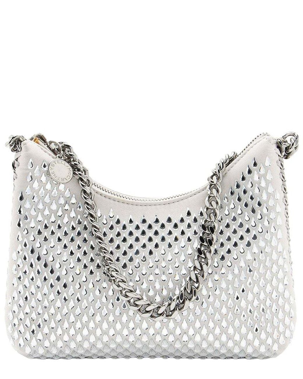 Stella McCartney Gray Satin Crystal Falabella Mini Shoulder Bag (authentic Pre- Loved)