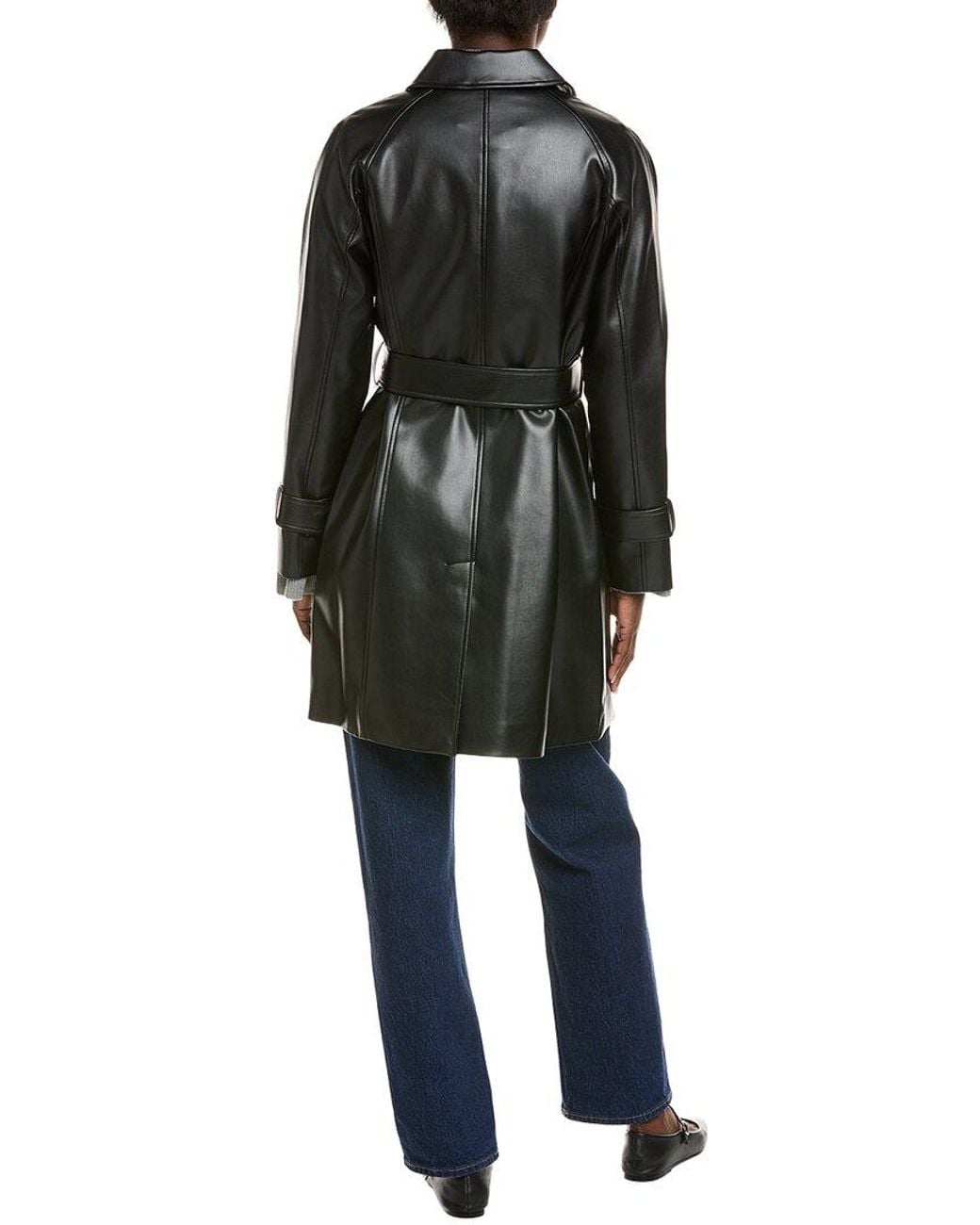 Via Spiga Black Snap Front Tie Belt Jacket