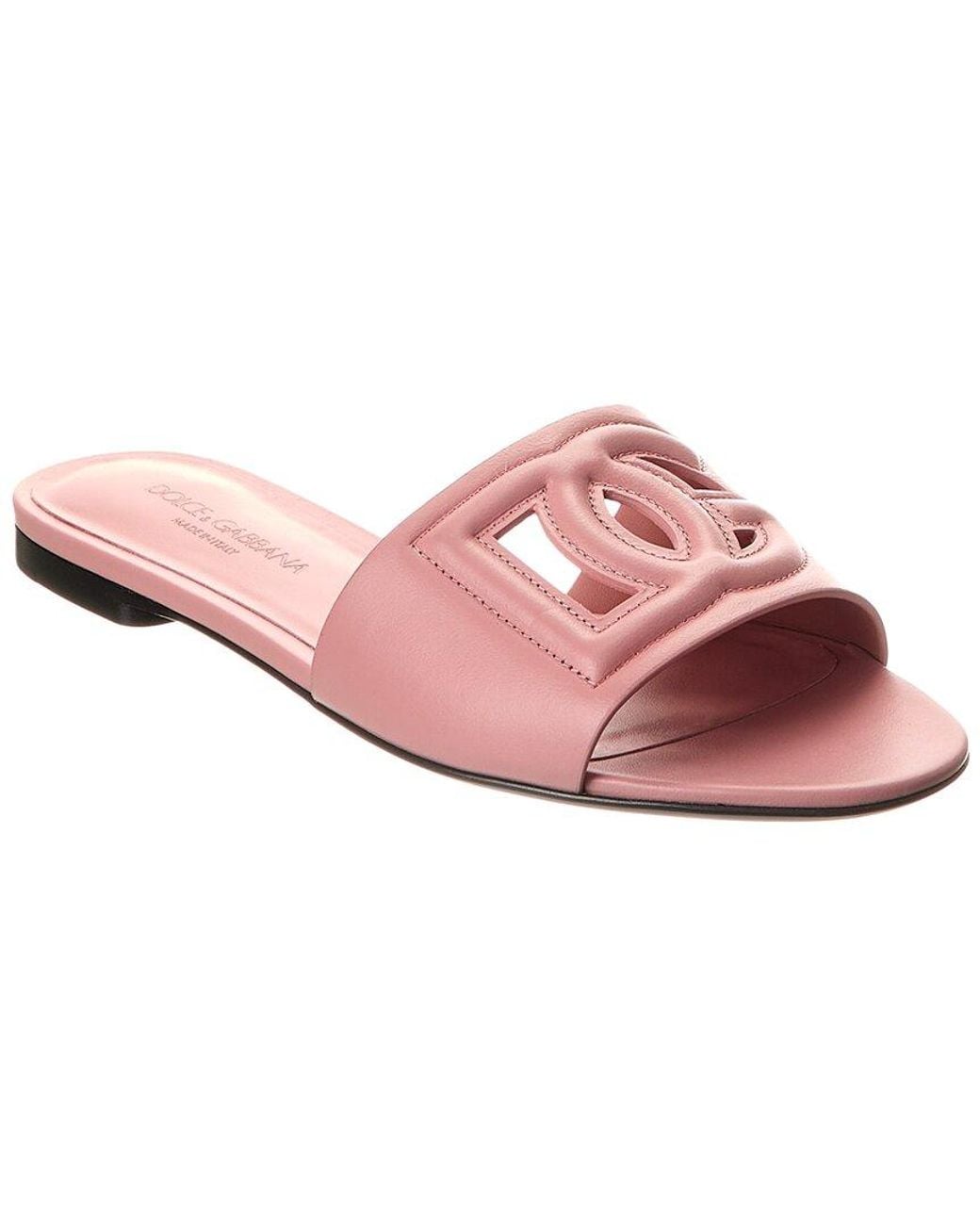 Dolce & Gabbana Pink Dg Logo Leather Sandal