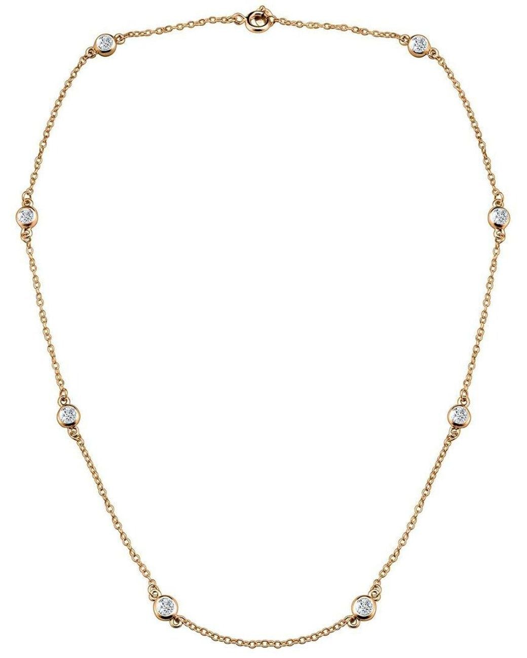 Genevive Jewelry Metallic 14k Over Silver Cz Necklace