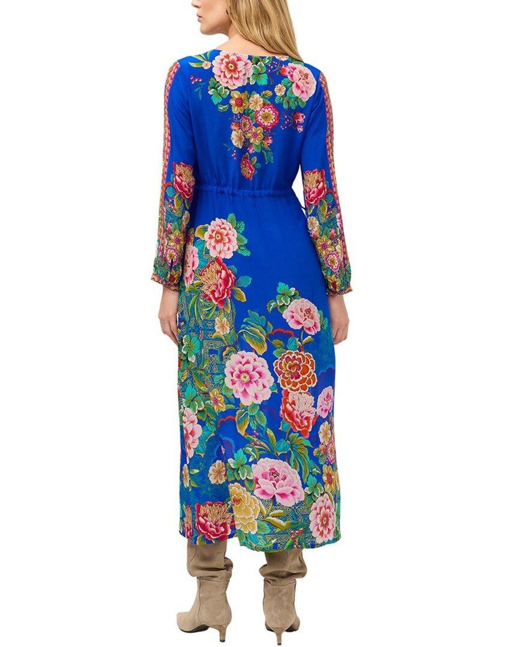 Johnny Was Blue Tieni Silk Maxi Dress