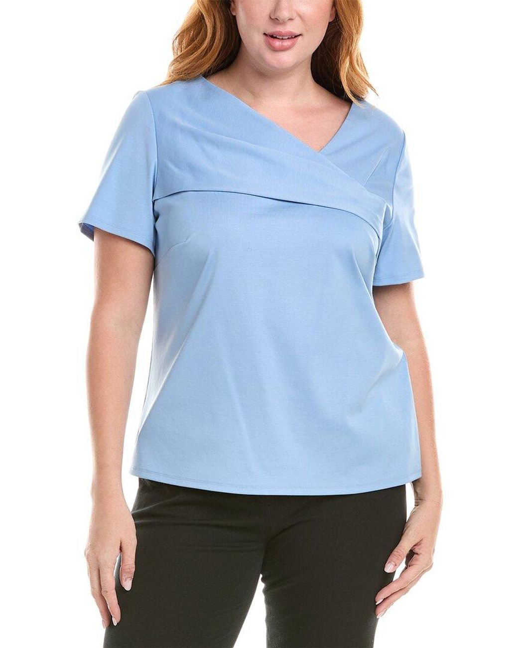 Lafayette 148 New York Blue Plus Twisted Top