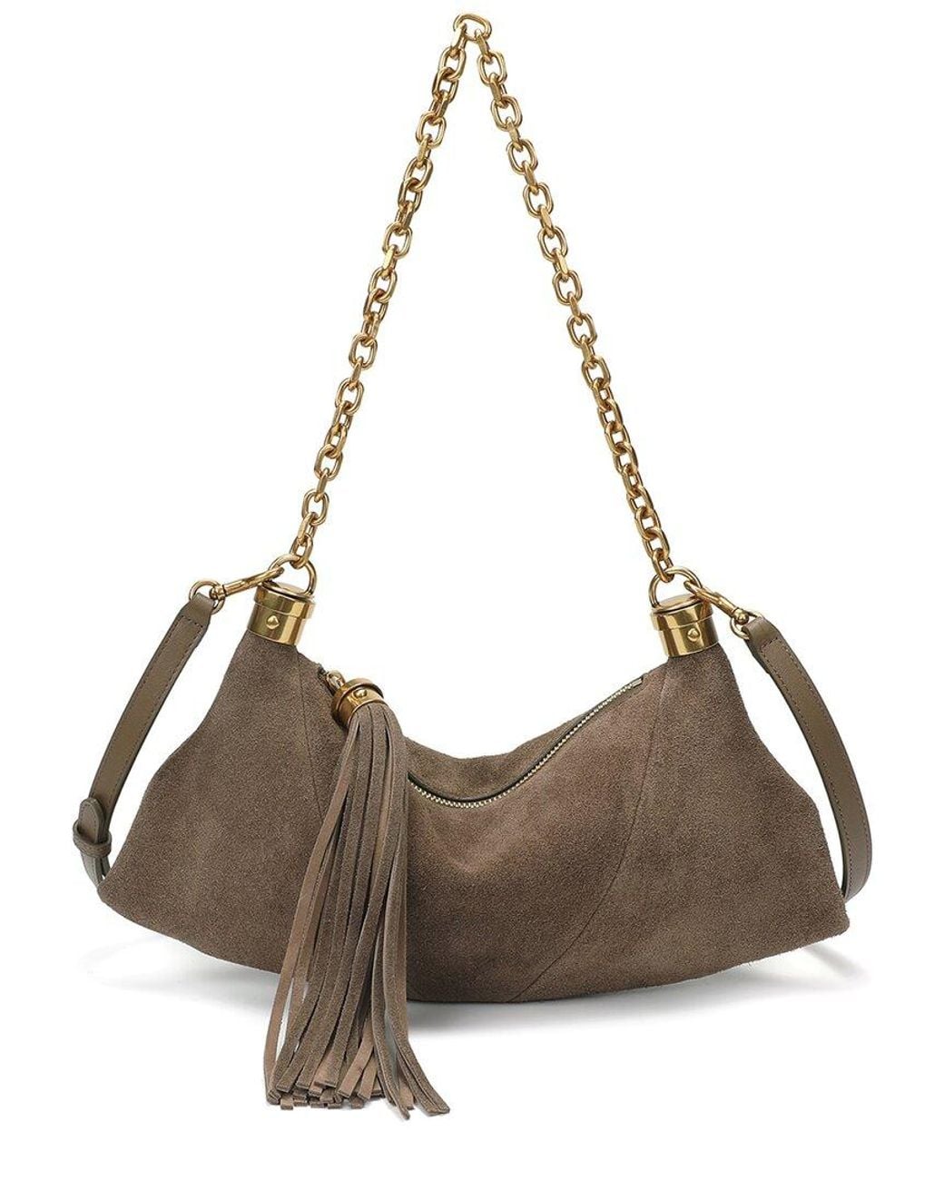 Tiffany & Fred Paris Brown Suede Tassel Hobo Bag