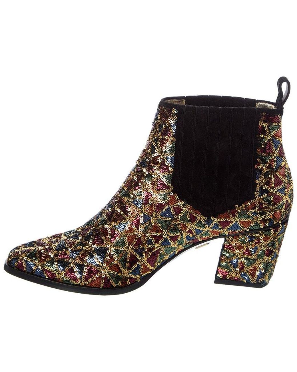 Roger Vivier Black Sequin Leather Bootie