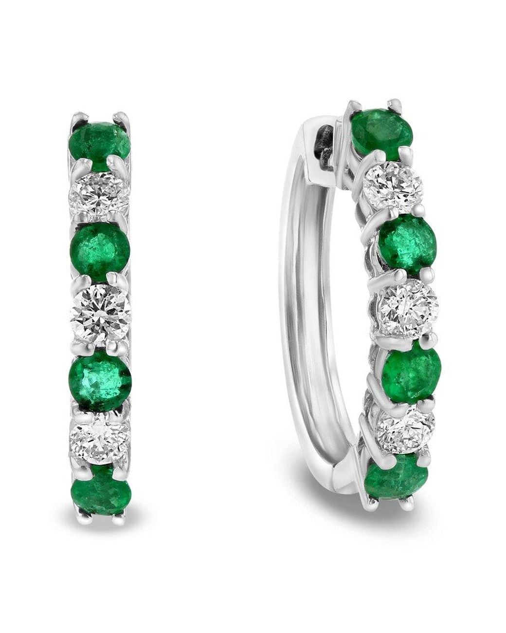 LEVARON Green 14K 1.15 Ct. Tw. Diamond & Emerald Earrings