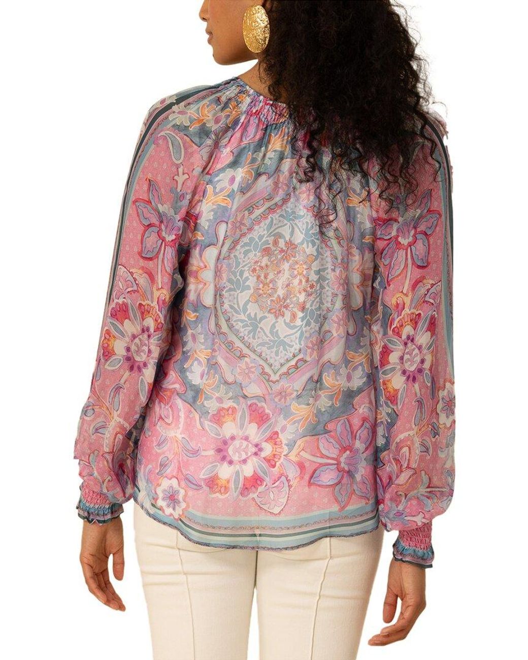 Hale Bob Red Michaela Silk-Blend Blouse