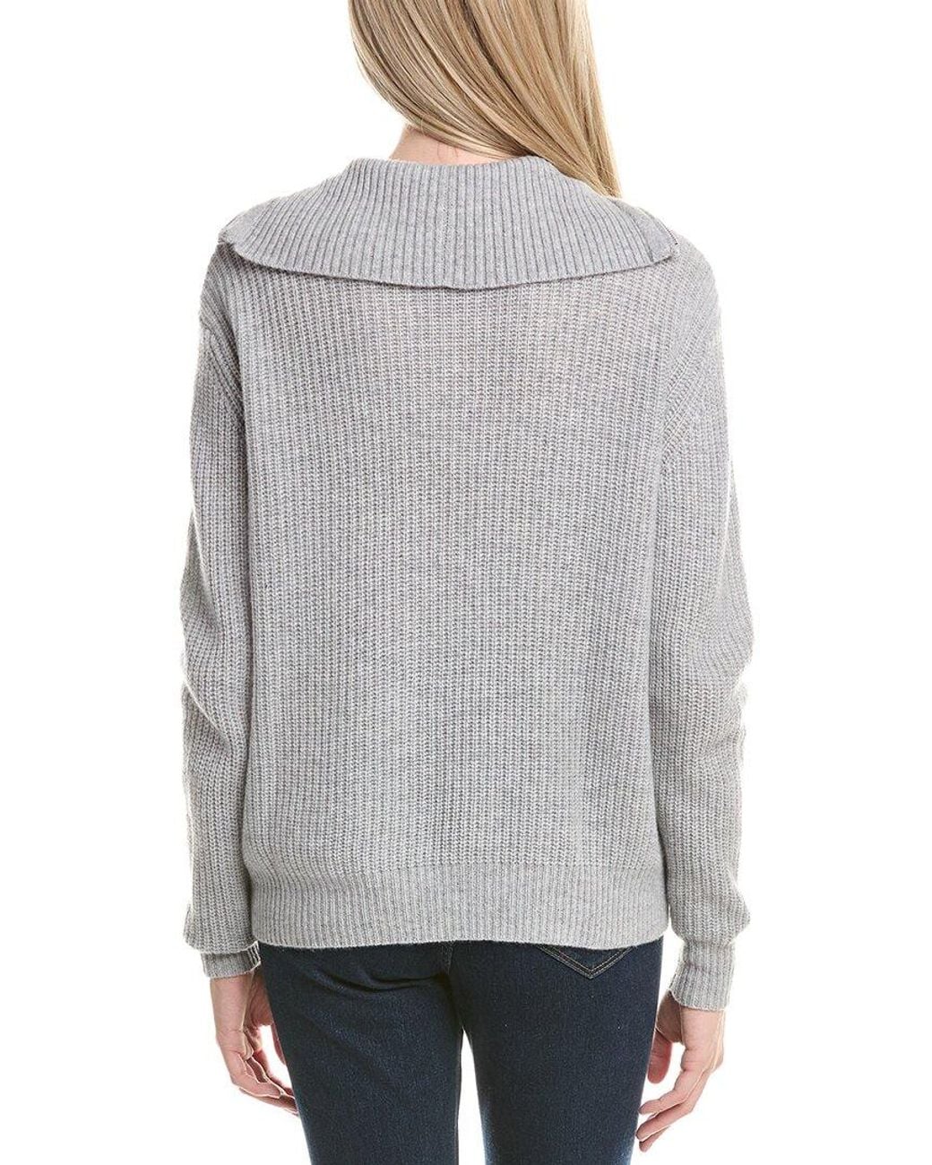 Autumn Cashmere Gray Shaker 1/2-Zip Mock Neck Cashmere Sweater