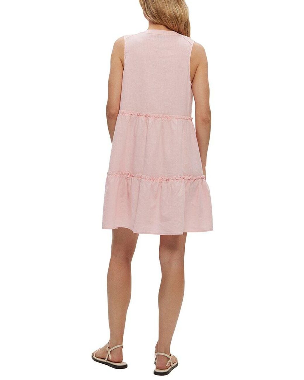 michael stars linen shift dress MICHAEL STARS Women's Maelie Notch Neck Shift Dress, Size Large, Portroyale Brown, Cotton