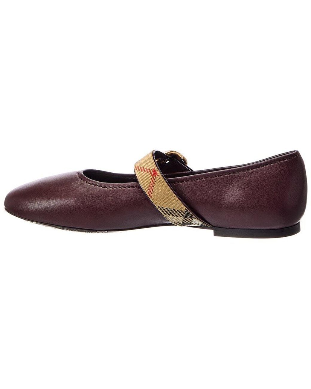 Burberry Brown Check Robin Leather Ballerina Flat