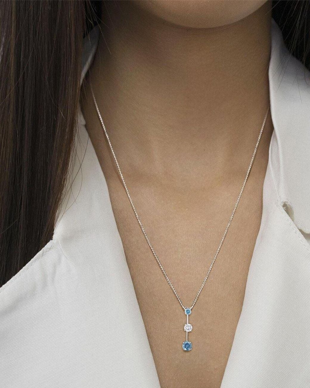 Haus of Brilliance Blue 14K 1.50 Ct. Tw. Diamond Pendant Necklace