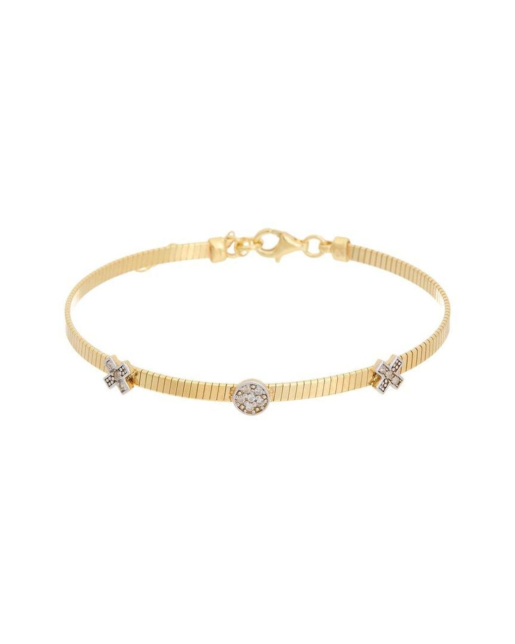 Meshmerise Metallic 18K Over 0.13 Ct. Tw. Diamond Bangle