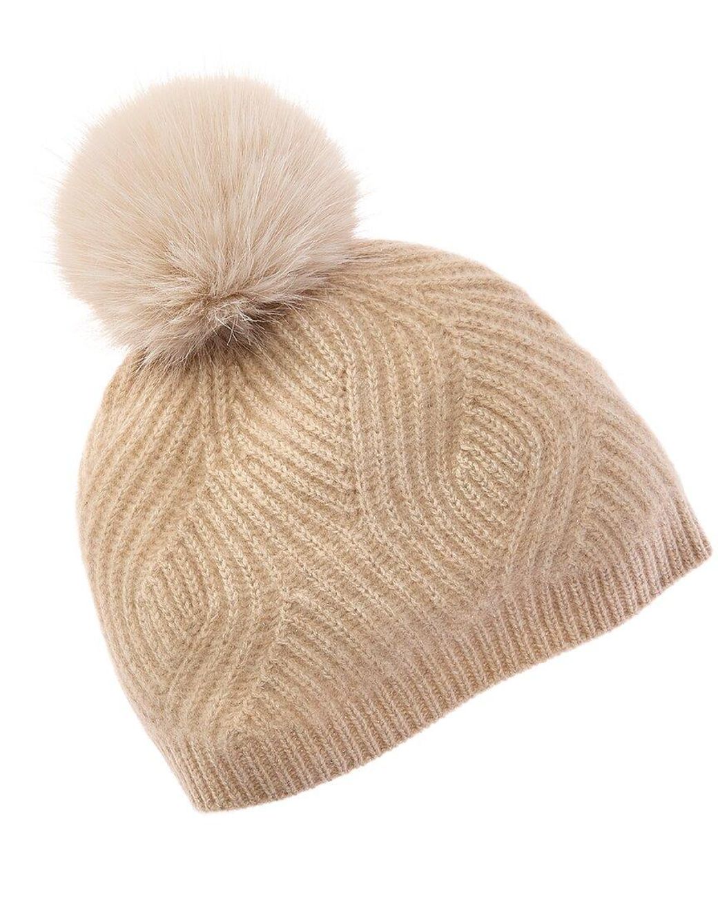 Sofiacashmere Natural Sofiacashmere Lurex Wave Rib Cashmere Hat