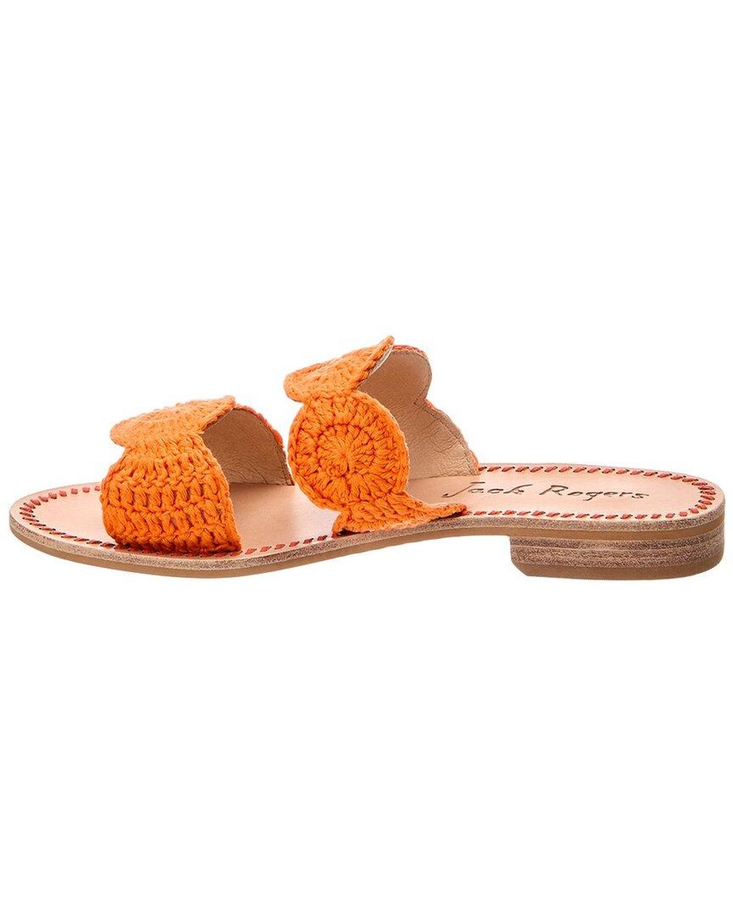 Jack Rogers Orange Laurin Crochet Cotton Sandal